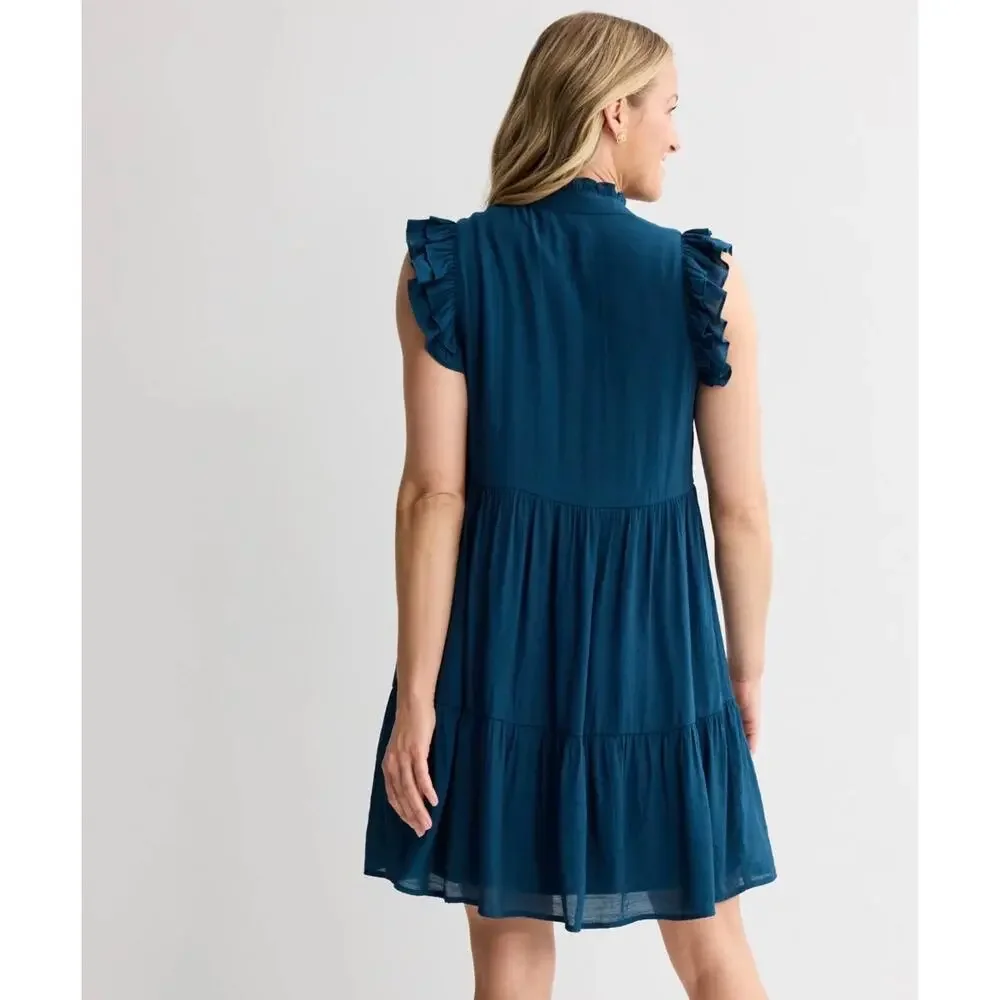 Women's UMGEE Ruffle Sleeve V-Neck Tiered Dress. Sz XL
